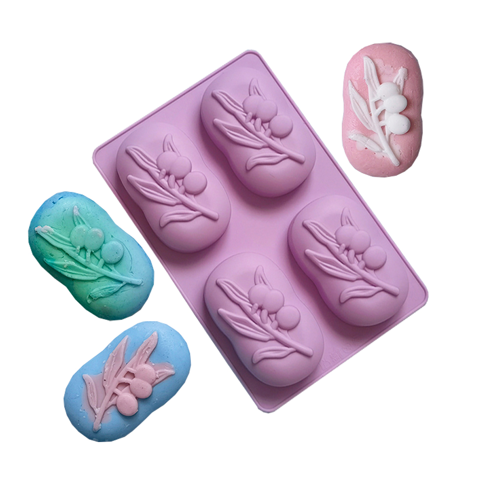 Soap Making Equipment For Beginners - 4 Cavities Oval Olive Tree Silicone