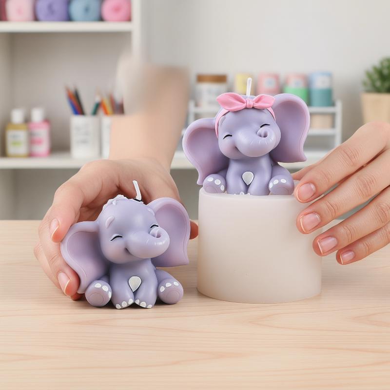 Soap Making Party - Cute 3D Elephant Silicone Candle Mold