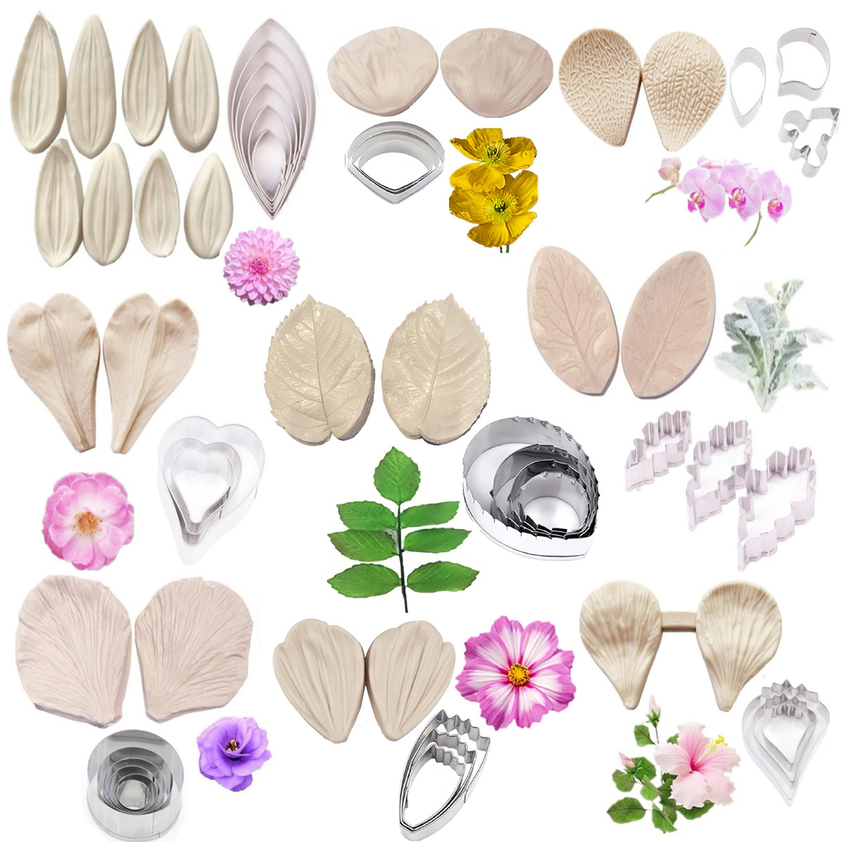 Soap Making Kit - Gumpaste Flower Molds& Cutters,Fondant Flower Moulds,